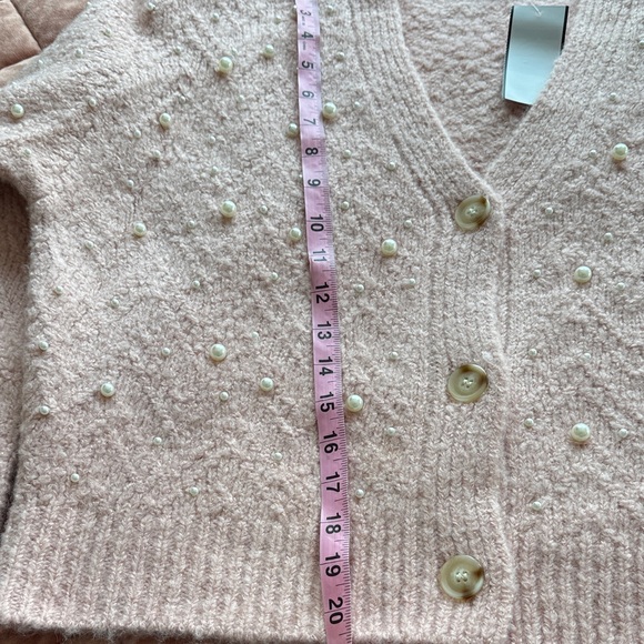 🩷NWT Lush Pastel Pink Pearl-Embellished Cardigan Sweater SM🩷 - Picture 7 of 9
